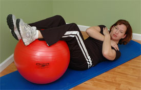 Exercise Ball Abdominal Oblique Curl Up in Supine